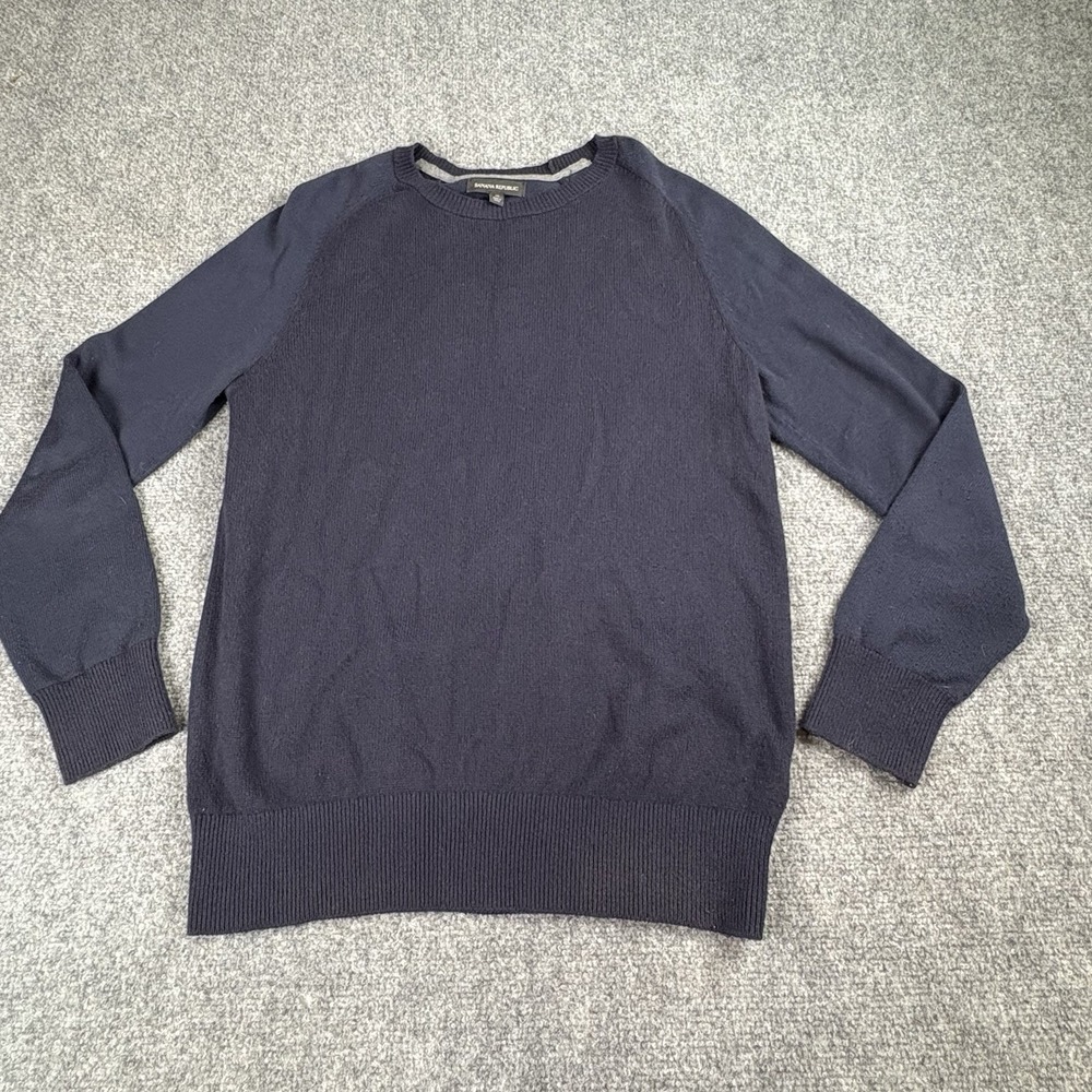 Banana Republic Sweater Men M‎ Navy Merino Wool Cotton Minimalist Classic Preppy